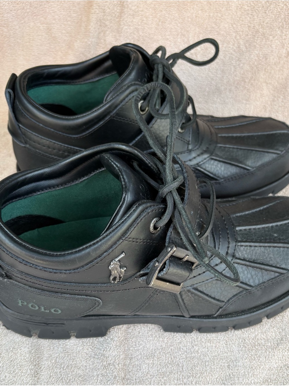 Polo Ralph Lauren Dover III Black Leather Buckle Shoes Men’s 10.5